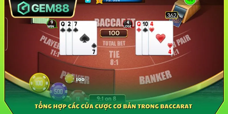 Luật chơi bài Baccarat - Giới thiệu luật chuẩn quốc tế cho tân thủ 3 Tổng hợp các cửa cược cơ bản trong Baccarat