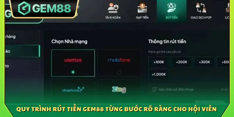 Rút tiền Gem88 - Hướng dẫn cách thực hiện giao dịch nhanh chóng 3 Quy trình rút tiền Gem88 từng bước rõ ràng cho hội viên
